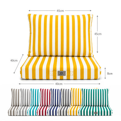 Ensemble Coussins Chaise Jardin 40x40 Rayure Jaune - Premium 270g (Assise + Dossier)