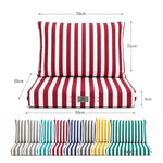 Conjunto de Cojines para Salón de Jardín 50x50 Rayas Rojas - Premium 270g (Asiento + Respaldo)