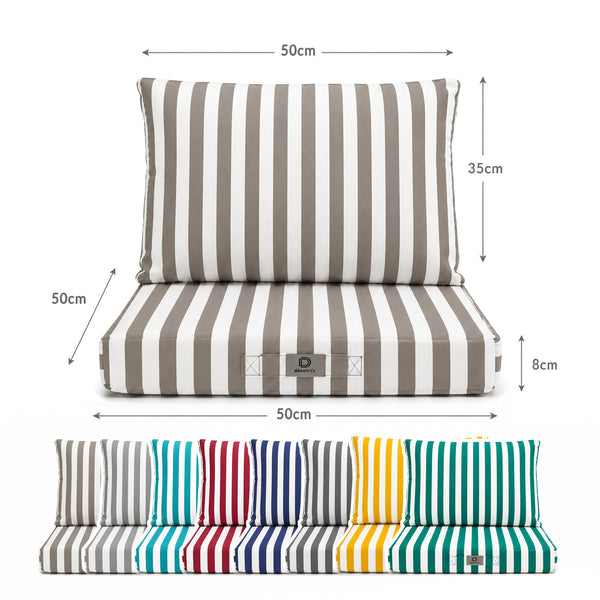 Conjunto de Cojines para Salón de Jardín 50x50 Rayas Beige - Premium 270g (Asiento + Respaldo)