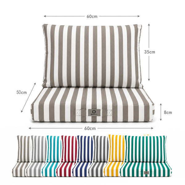 Conjunto Cojines Jardín 50x60 Rayas Beige - Premium 270g (Asiento + Respaldo)