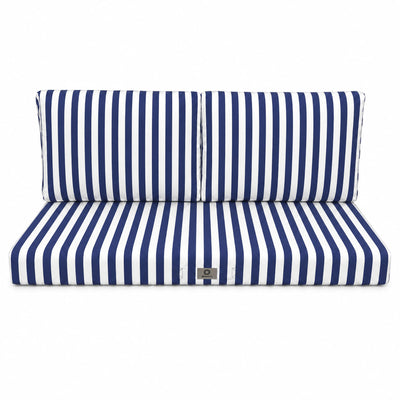 Conjunto de Cojines para Salón de Jardín 120x60 Rayas Azul Marino - Premium 270g (1 Asiento + 2 Respaldos)