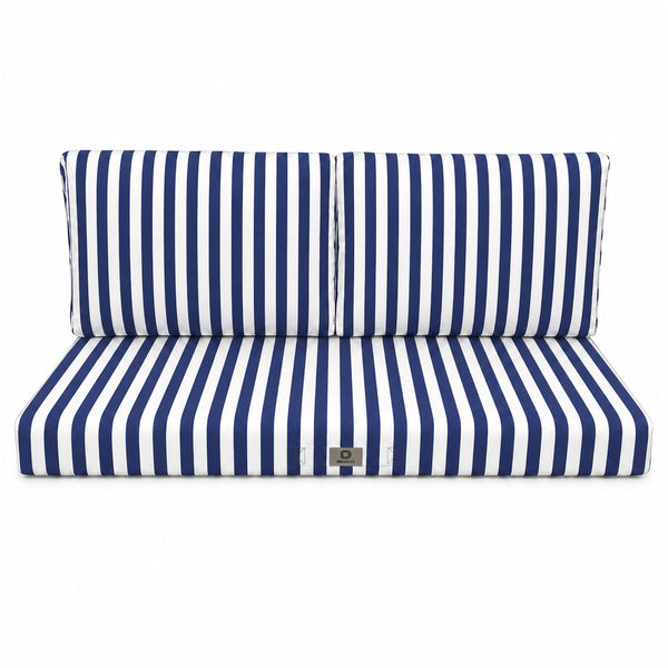 Conjunto de Cojines para Salón de Jardín 120x60 Rayas Azul Marino - Premium 270g (1 Asiento + 2 Respaldos)