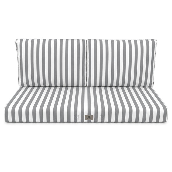 Conjunto de Cojines para Salón de Jardín 120x60 Rayas Gris Claro - Premium 270g (1 Asiento + 2 Respaldos)