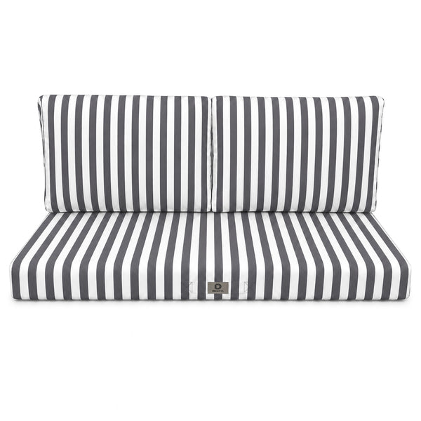 Conjunto de Cojines para Salón de Jardín 120x60 Rayas Gris Oscuro - Premium 270g (1 Asiento + 2 Respaldos)