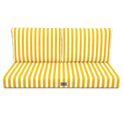 Conjunto de Cojines para Salón de Jardín 100x50 Rayas Amarillas - Premium 270g (1 Asiento + 2 Respaldos)