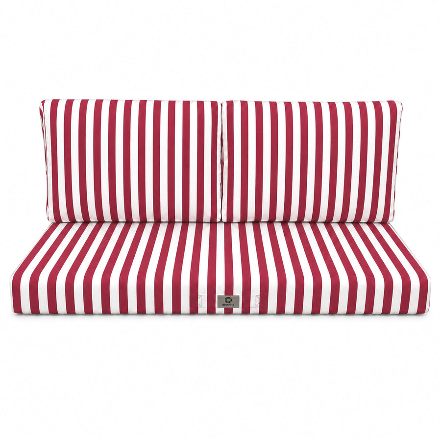 Conjunto de Cojines para Salón de Jardín 100x50 Rayas Rojas, tejido anti-UV e hidrófugo