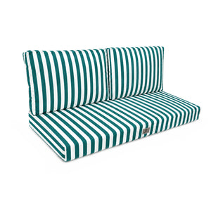 Conjunto de Cojines para Salón de Jardín 120x60 Rayas Verde - Premium 270g (1 Asiento + 2 Respaldos)