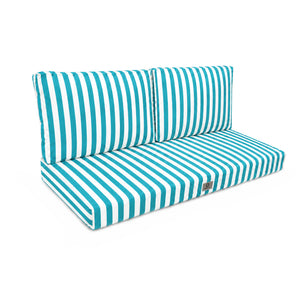 Conjunto de Cojines para Salón de Jardín 120x60 Rayas Turquesa - Premium 270g (1 Asiento + 2 Respaldos)