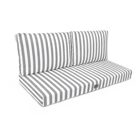 Conjunto de Cojines para Salón de Jardín 120x60 Rayas Gris Claro - Premium 270g (1 Asiento + 2 Respaldos)