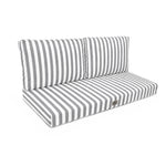 Conjunto de Cojines para Salón de Jardín 100x50 Rayas Gris Claro - Premium 270g (1 Asiento + 2 Respaldos)