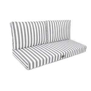 Conjunto de Cojines para Salón de Jardín 100x50 Rayas Gris Claro - Premium 270g (1 Asiento + 2 Respaldos)