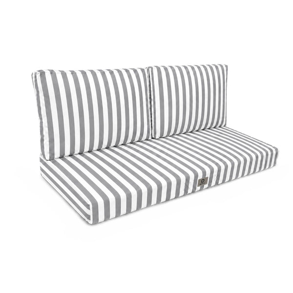 Conjunto de Cojines para Salón de Jardín 100x50 Rayas Gris Claro - Premium 270g (1 Asiento + 2 Respaldos)