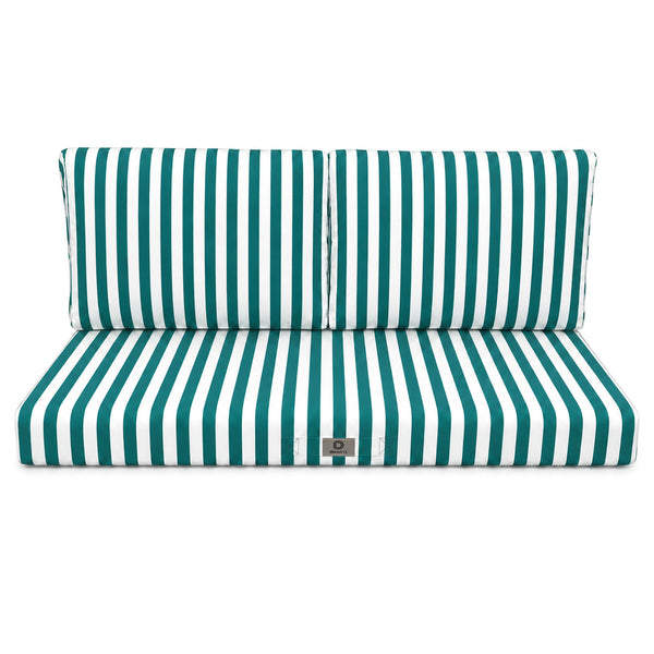 Conjunto de Cojines para Salón de Jardín 120x60 Rayas Verde - Premium 270g (1 Asiento + 2 Respaldos)
