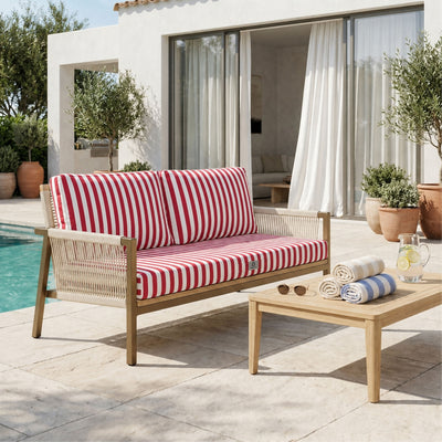 Conjunto de Cojines para Salón de Jardín 120x60 Rayas Rojas - Premium 270g (1 Asiento + 2 Respaldos)