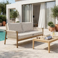 Conjunto de Cojines para Salón de Jardín 120x60 Rayas Beige - Premium 270g (1 Asiento + 2 Respaldos)