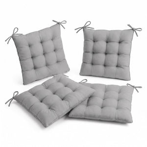 Lote de 4 Cojines para Silla 40x40 Gris Claro - Interior y Exterior (Hidrófugo con Sujeciones)