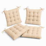 Lote de 4 Cojines para Silla 40x40 Beige - Interior y Exterior (Hidrófugo con Sujeciones)