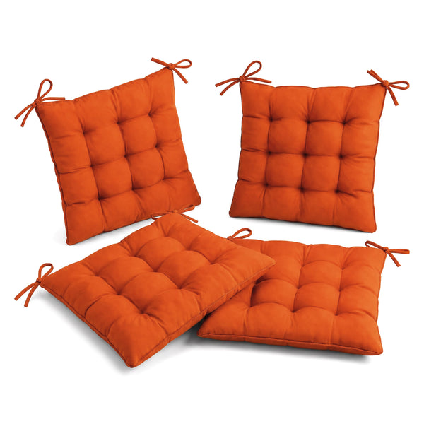 Lote de 4 Cojines para Silla 40x40 Naranja - Interior y Exterior (Hidrófugo con Sujeciones)