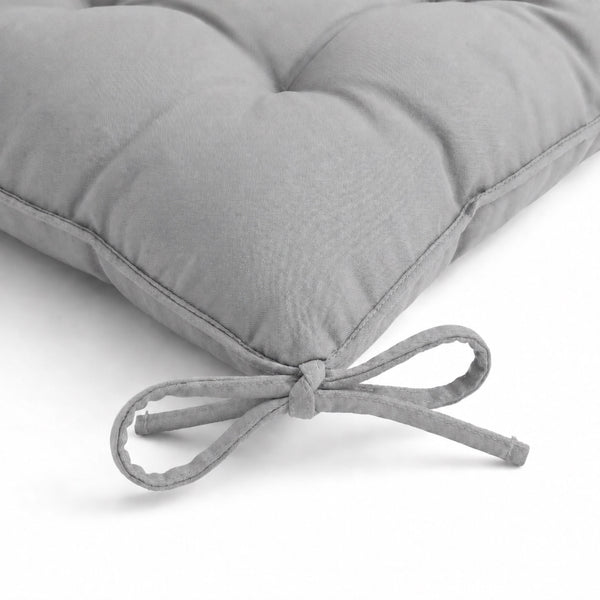 Lot de 4 Galettes de Chaise 40x40 Gris Clair - Intérieur & Extérieur (Déperlant avec Attaches)