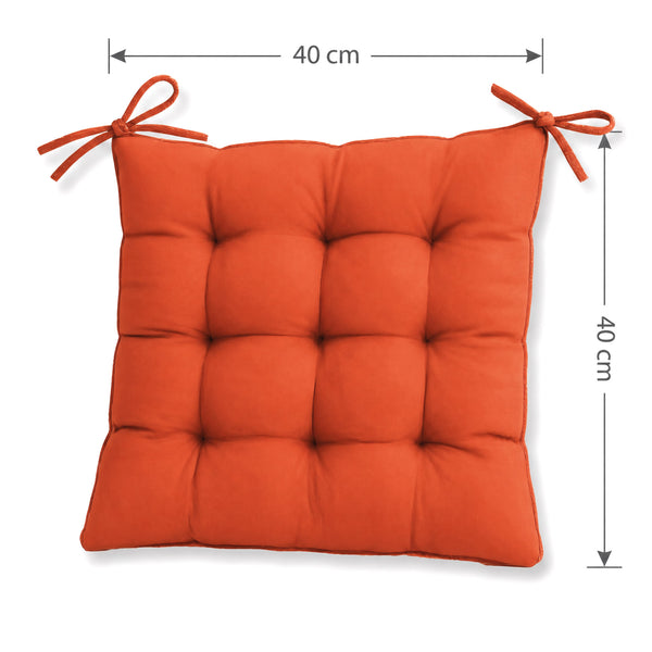 Lote de 4 Cojines para Silla 40x40 Naranja - Interior y Exterior (Hidrófugo con Sujeciones)