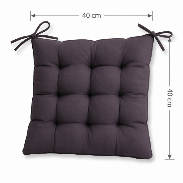 Lot de 4 Galettes de Chaise 40x40 Gris Carbone - Intérieur & Extérieur (Déperlant avec Attaches)