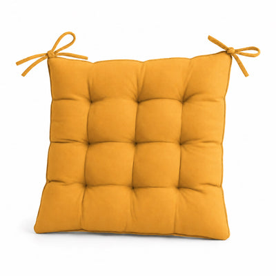 Lote de 4 Cojines para Silla 40x40 Amarillo Miel - Interior y Exterior (Hidrófugo con Sujeciones)
