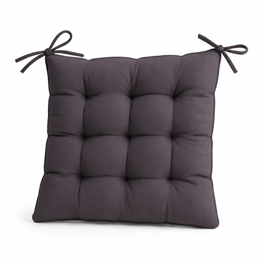 Lot de 4 Galettes de Chaise 40x40 Gris Carbone, tissu polyester