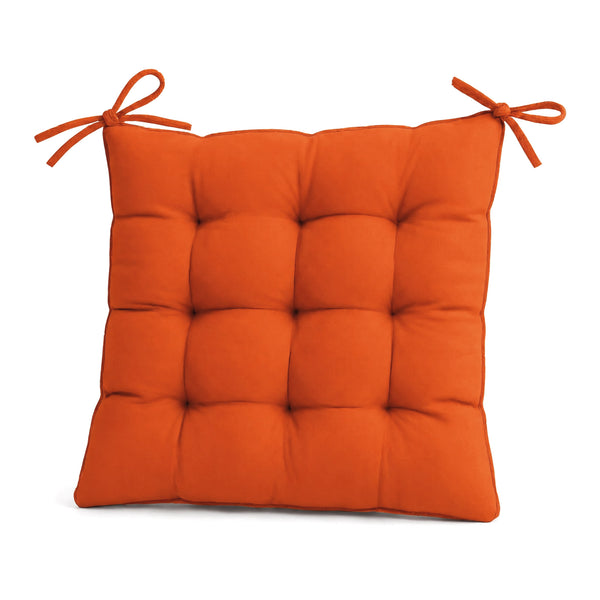 Lote de 4 Cojines para Silla 40x40 Naranja - Interior y Exterior (Hidrófugo con Sujeciones)