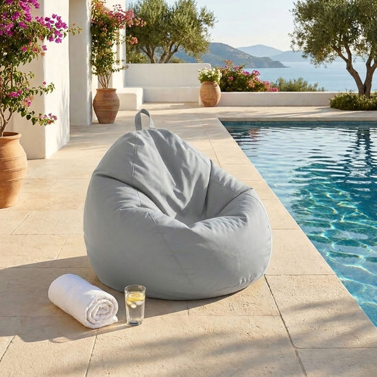 Pouf poire XL de exterior - 110x120 cm - Gris Galet