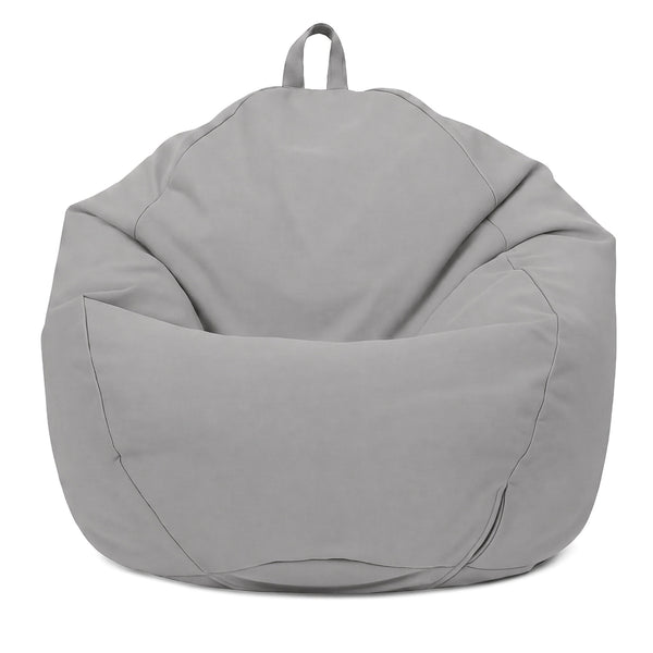 Pouf Poire XL 110x120 Gris Galet - Déhoussable & Imperméable (Garni Billes)