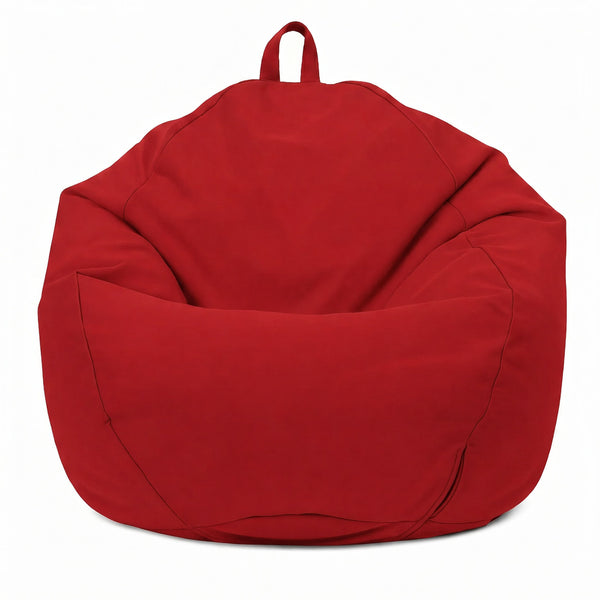 Pouf Poire XL 110x120 Rouge - Déhoussable & Imperméable (Garni Billes)