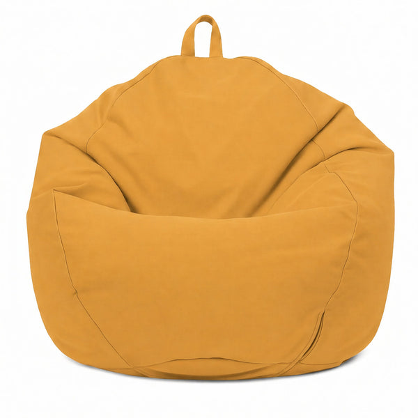 Pouf Poire XL 110x120 Jaune - Déhoussable & Imperméable (Garni Billes)