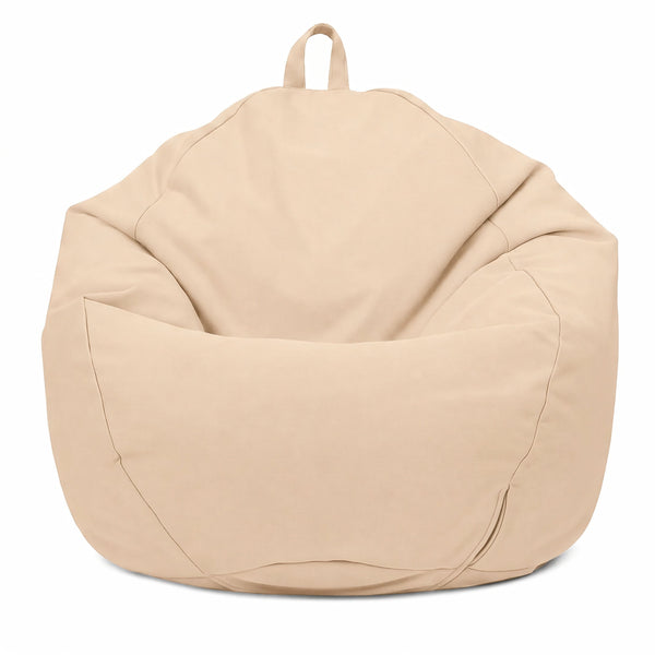 Pouf Poire XL 110x120 Beige - Déhoussable & Imperméable (Garni Billes)