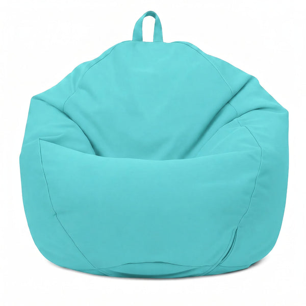 Pouf Poire XL 110x120 Bleu Caraïbes - Déhoussable & Imperméable (Garni Billes)