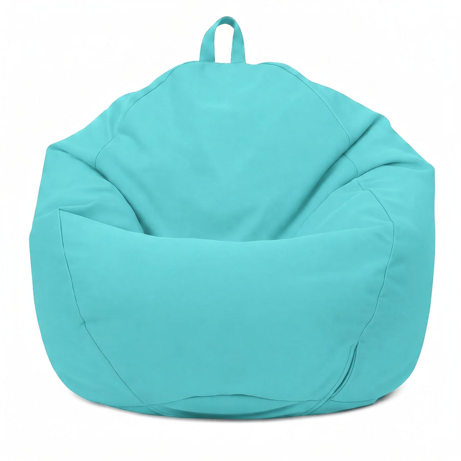 Pouf Poire XL 110x120 Bleu Caraïbes, tissu anti-UV