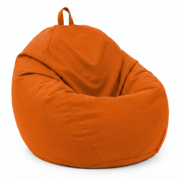 Pouf Poire XL 110x120 Orange - Déhoussable & Imperméable (Garni Billes)