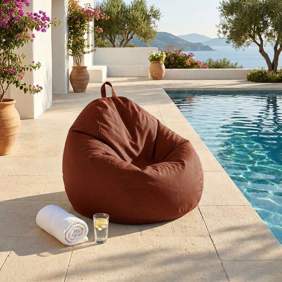 Puf Pera XL 110x120 Terracota - Con Funda Extraíble & Impermeable (Garni Perlas)