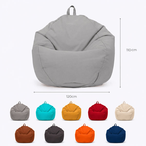 Pouf Poire XL 110x120 Gris Galet - Déhoussable & Imperméable (Garni Billes)