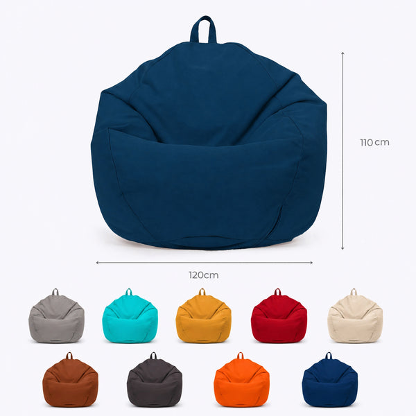 Pouf Poire XL 110x120 Bleu Pétrole - Déhoussable & Imperméable (Garni Billes)