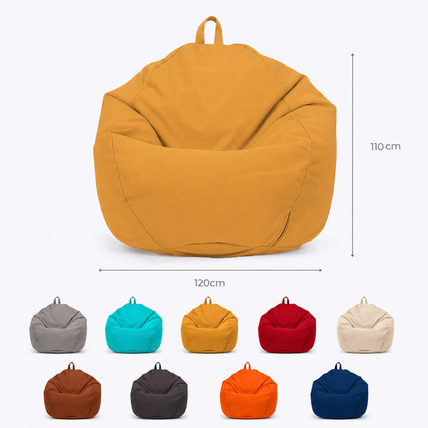 Pouf Poire XL 110x120 Jaune - Déhoussable & Imperméable (Garni Billes)
