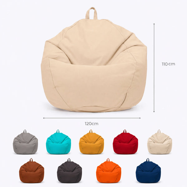 Pouf Poire XL 110x120 Beige - Déhoussable & Imperméable (Garni Billes)