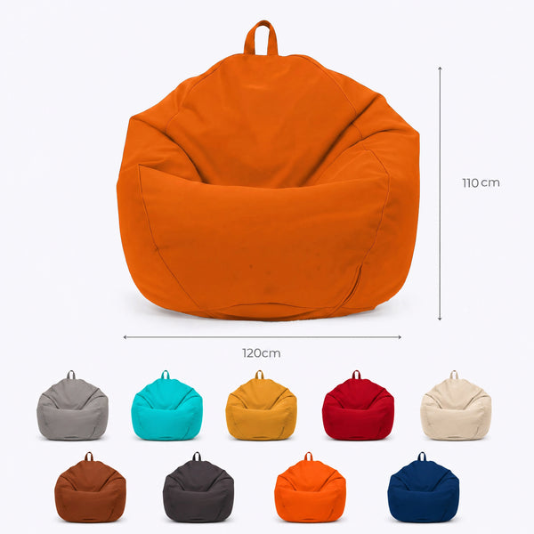 Pouf Poire XL 110x120 Orange - Déhoussable & Imperméable (Garni Billes)