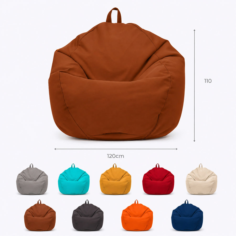 Pouf Poire XL 110x120 Terracotta, garnissage en billes de polystyrène