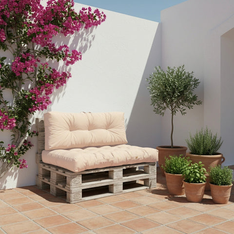 Lot coussins extérieur pour palette beige 120x80 Imperméables Anti-UV DECOARTS