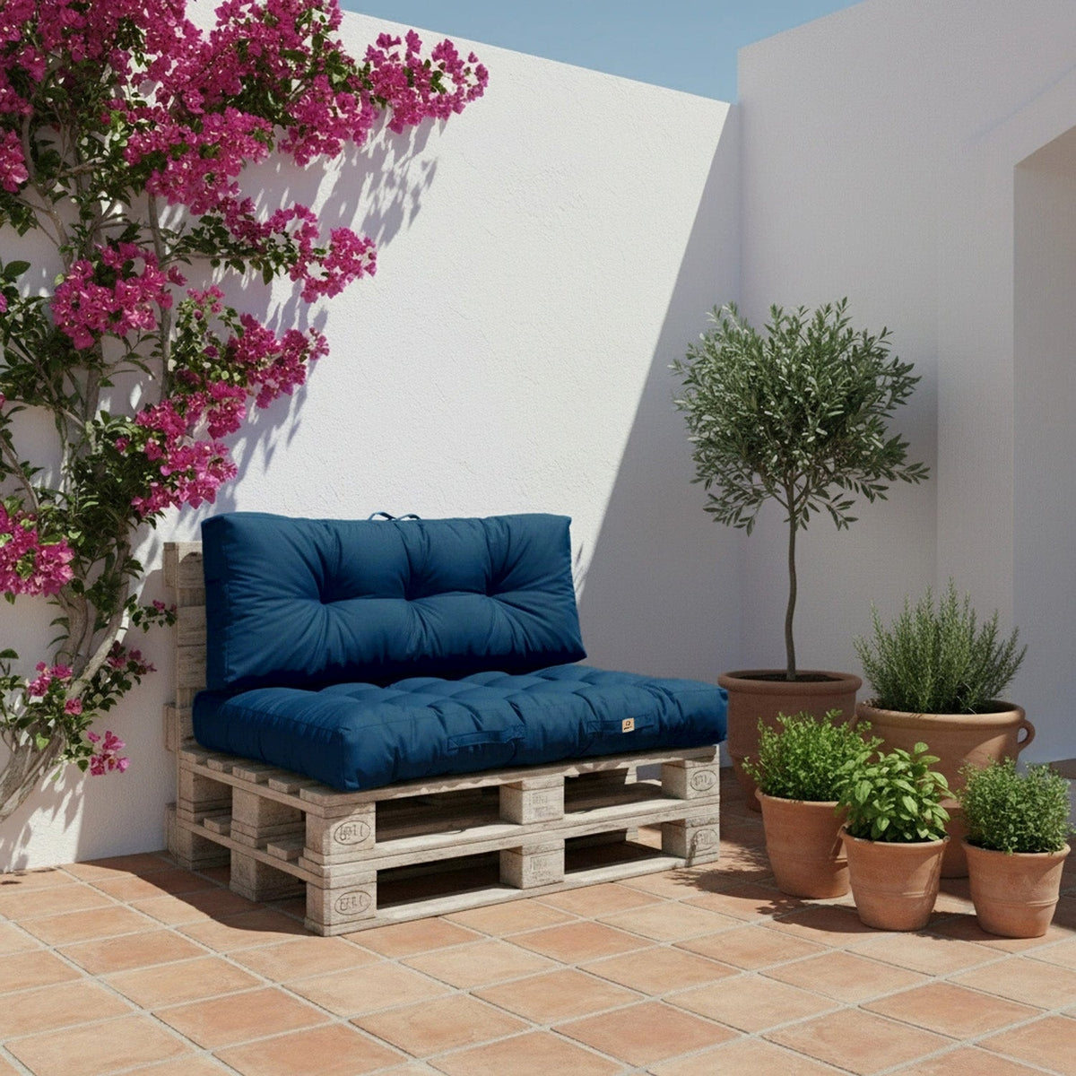Conjunto de Cojines para Palé 120x80 Azul Petróleo – Impermeable & Grueso 15cm