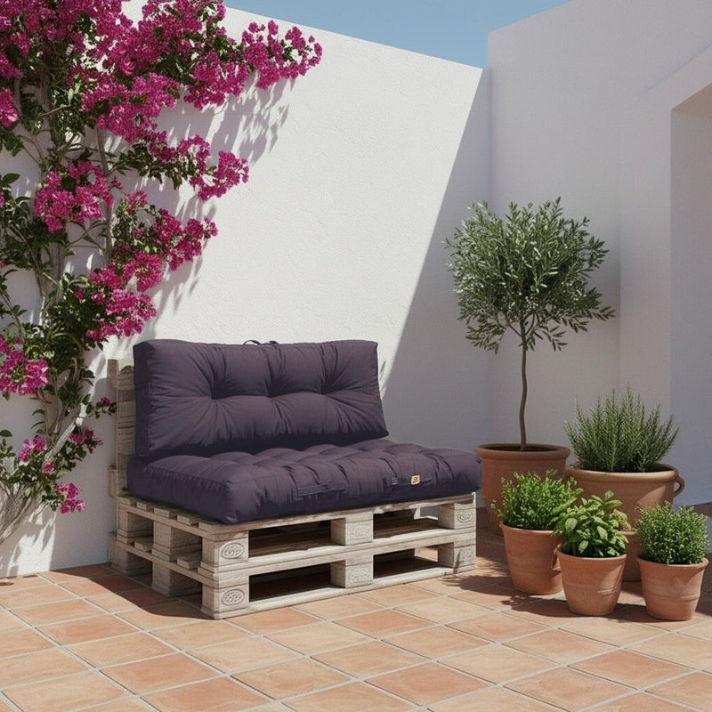 Conjunto de Cojines para Palé 120x80 Gris Carbón - Impermeable & Grueso 15cm