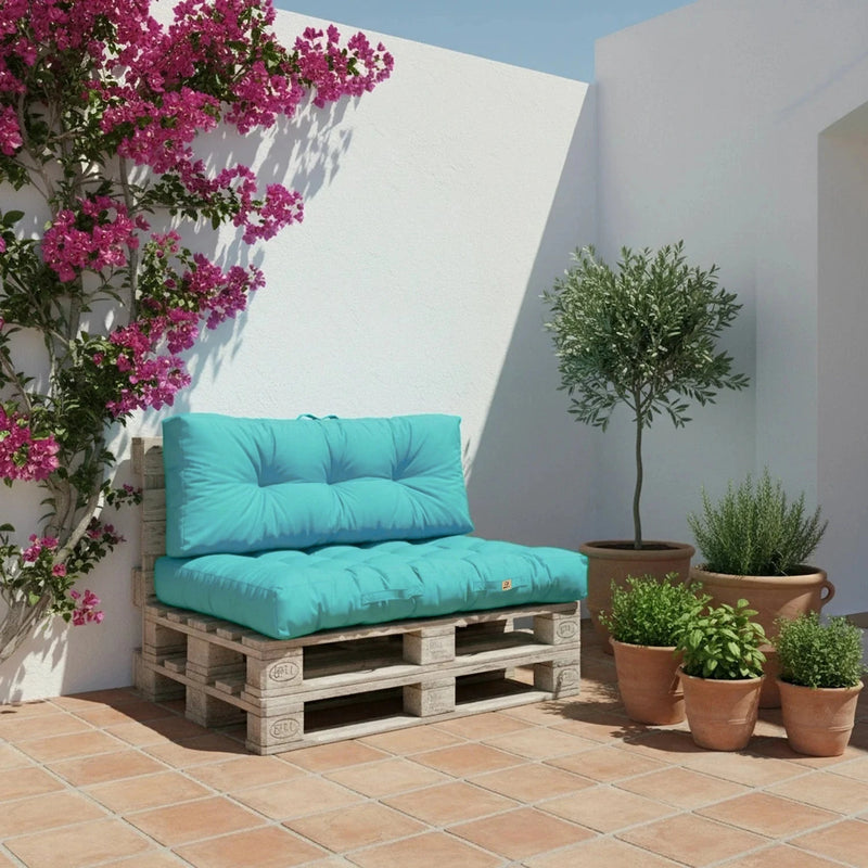 Conjunto de Cojines para Palé 120x80 Azul Caribe - Impermeable & Grueso 15cm