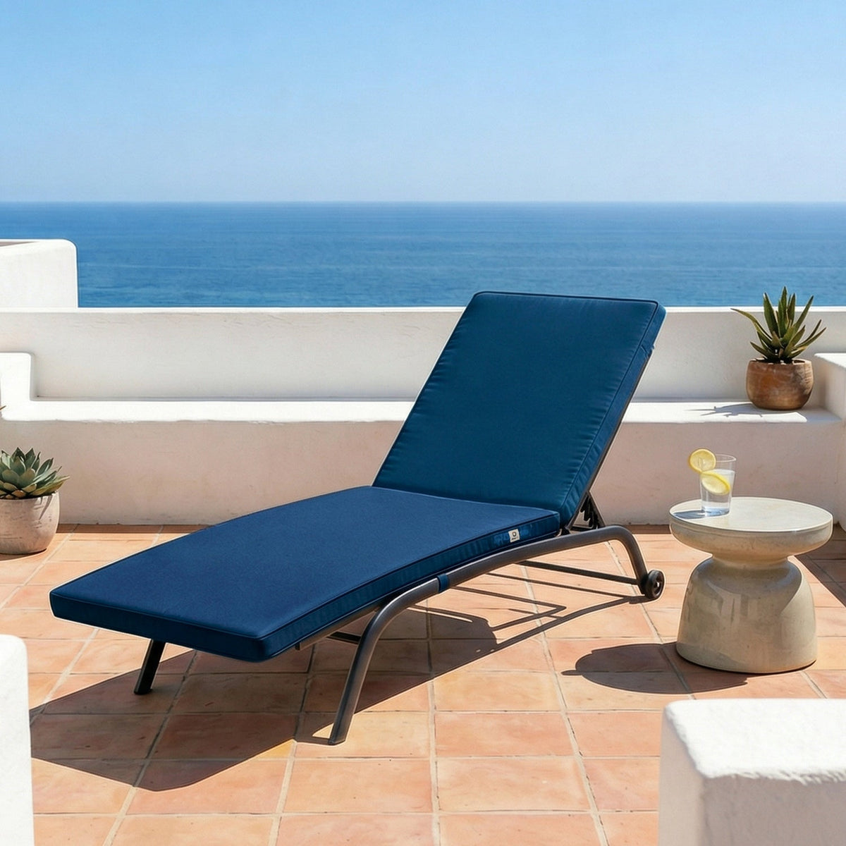 Colchoneta para Tumbona 185x60 Azul Petróleo – Con Funda Extraíble & Impermeable (Tumbona)