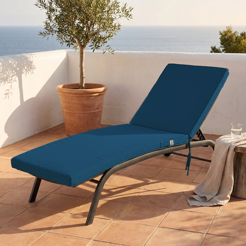 Colchoneta para Tumbona 185x60 Azul Petróleo - Con Funda Extraíble & Impermeable (Tumbona)
