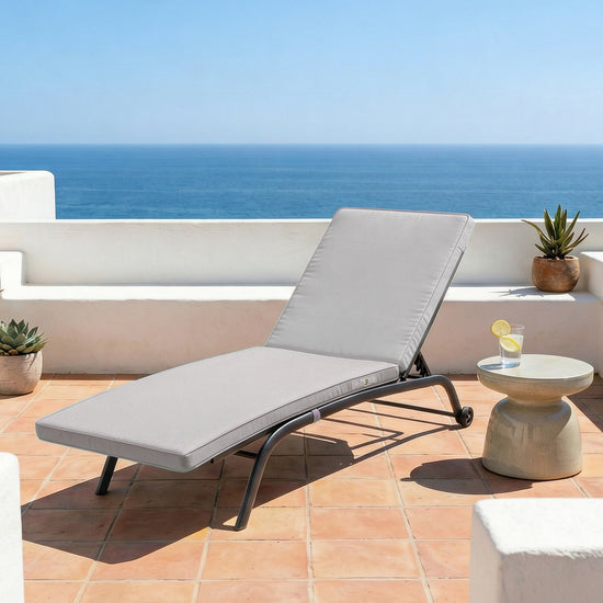 Cojín tumbona - 185x60cm - Desenfundable y impermeable - Gris guijarro - Déco Arts